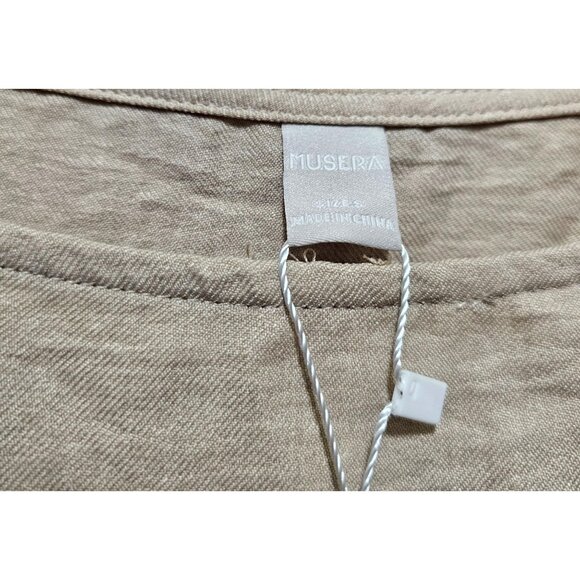 Musera Beige Sleeveless Tank Top With Side Slits Size Small - Picture 4 of 9